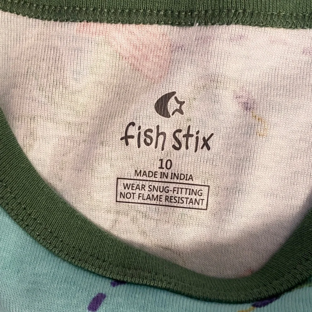 Fish Stix Kids Sea Explorer Size 10 Pajama Set - Aqua and Forest Green
